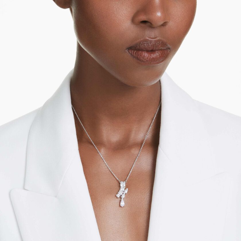 swarovski قلادة matrix، قطع متنوع، لون أبيض، طلاء روديوم