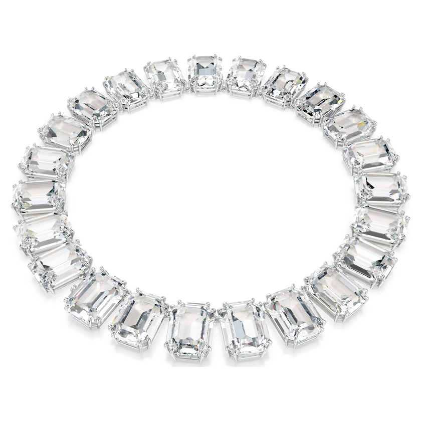 swarovski عقد millenia tennis، قطع مثمن، لون أبيض، طلاء روديوم