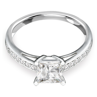 swarovski خاتم attract، ترصيع بافيه، لون أبيض، طلاء روديوم