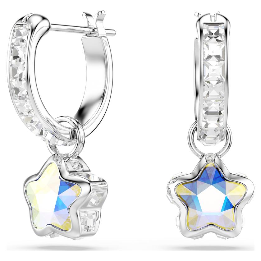 swarovski أقراط متدلية chroma، قطع متنوع، نجمة، لون أبيض، طلاء روديوم