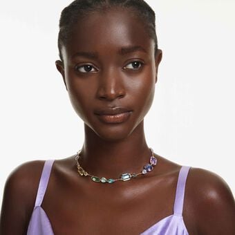 swarovski عقد gema، قطع متنوع، ألوان متعددة، طلاء باللون الذهبي