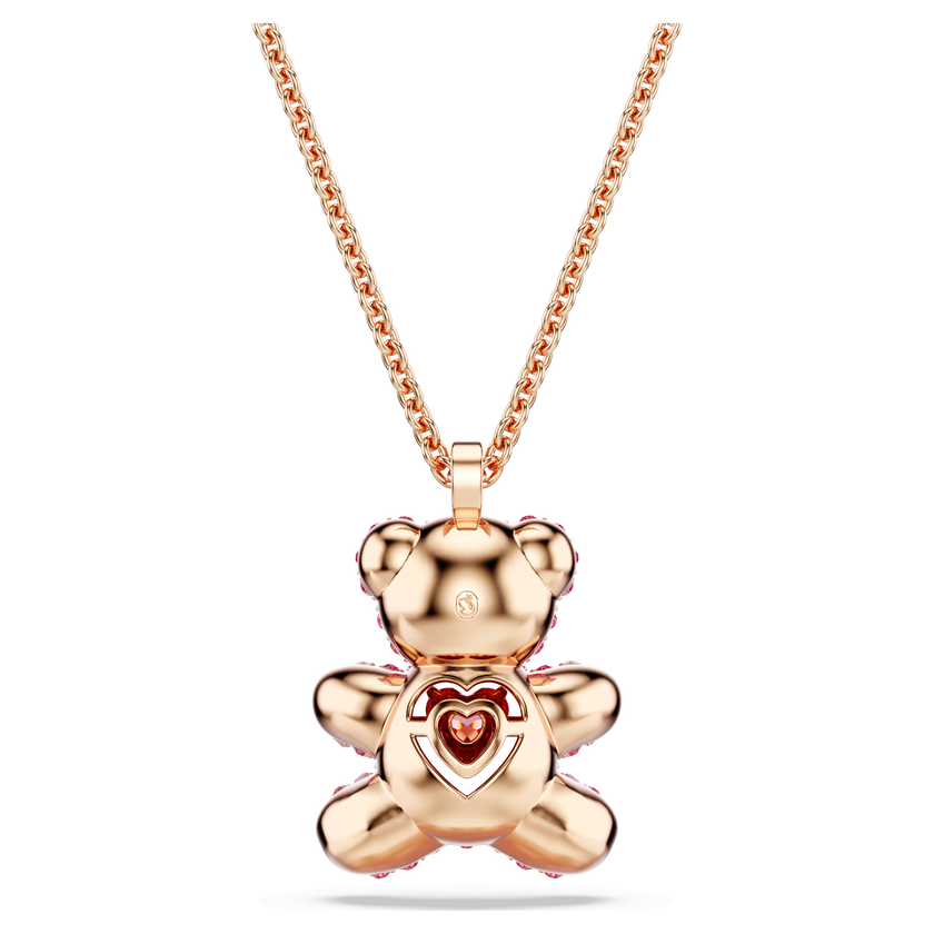 swarovski قلادة teddy، لون وردي، طلاء ذهبي وردي