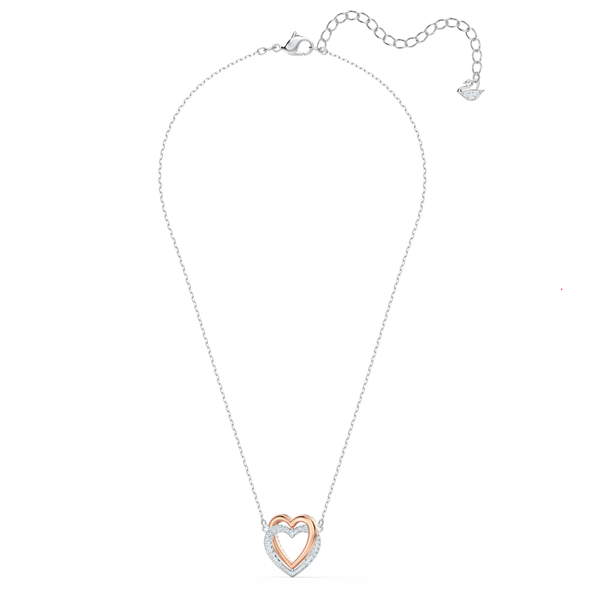 عقد swarovski inifinity على شكل قلب، لون أبيض، لمسة نهائية من معادن مختلطة