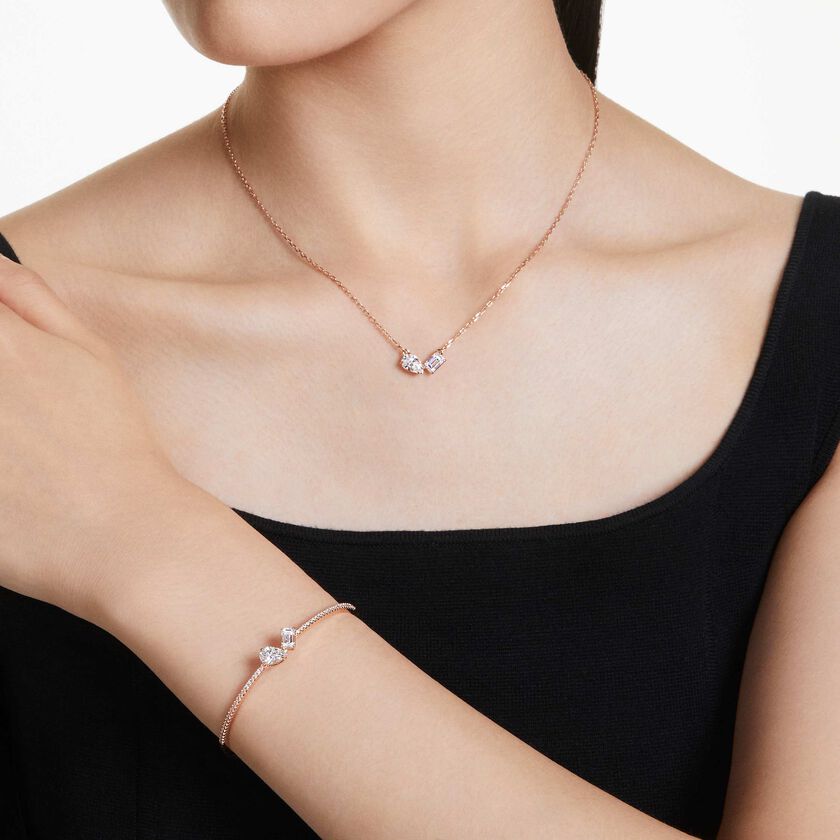 swarovski طقم mesmera، قطع متنوع، لون أبيض، طلاء ذهبي وردي