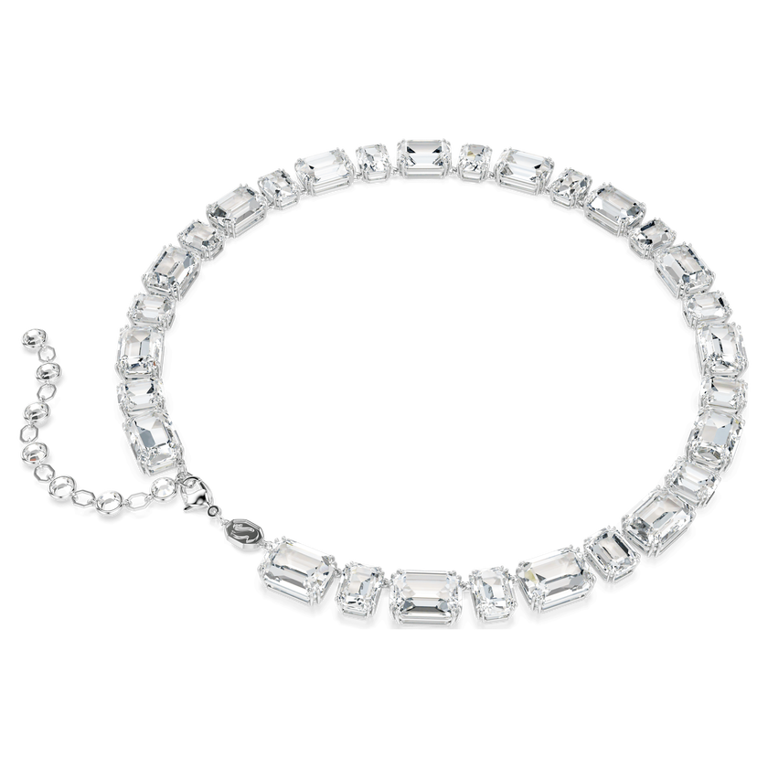 swarovski عقد millenia tennis، قطع مُثَمَّن، لون أبيض، طلاء روديوم