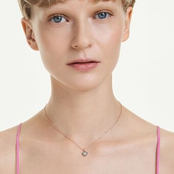 swarovski luckily pendant  pav   eye  blue  rose gold tone plated