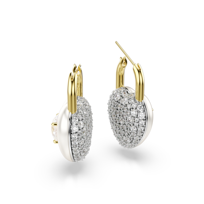 swarovski أقراط متدلية idyllia، قطع متنوع، شكل قلب، لون أبيض، طلاء باللون الذهبي
