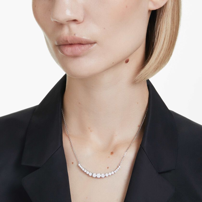 swarovski عقد matrix، قطع مستدير متدرج، لون أبيض، طلاء روديوم