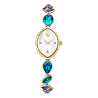 swarovski gema watch  crystal bracelet  gold tone  gold tone finish