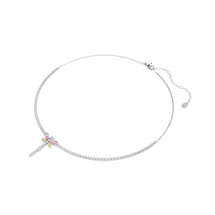 عقد ariana grande x swarovski tennis على شكل حرف y، قطع متنوع، شكل يعسوب، ألوان متعددة، طلاء روديوم