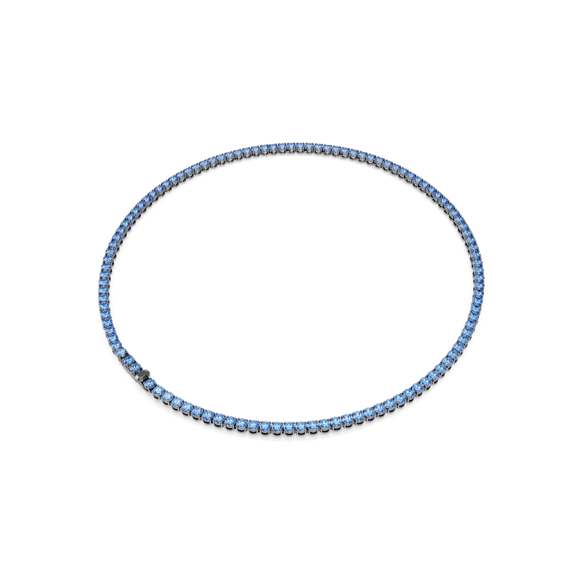swarovski عقد matrix tennis، قطع مستدير، لون أزرق، طلاء روثينيوم