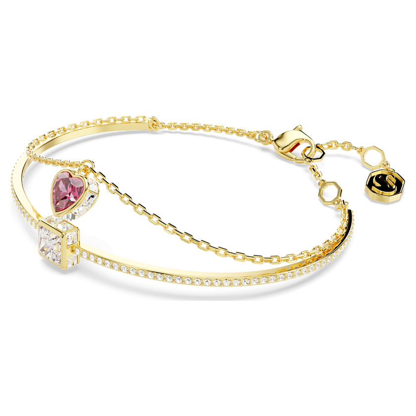 swarovski سوار chroma، شكل قلب، لون أحمر، طلاء باللون ذهبي