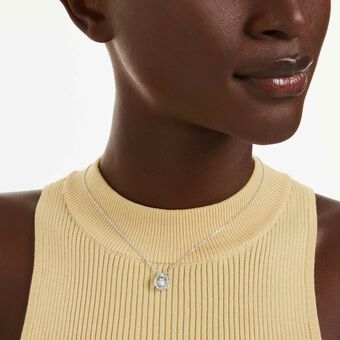 swarovski قلادة constella، قطع مُستدير، حجر متراقص، لون أبيض، طلاء روديوم