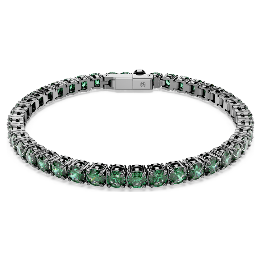 swarovski سوار matrix tennis، قطع مستدير، لون أخضر، طلاء روثينيوم