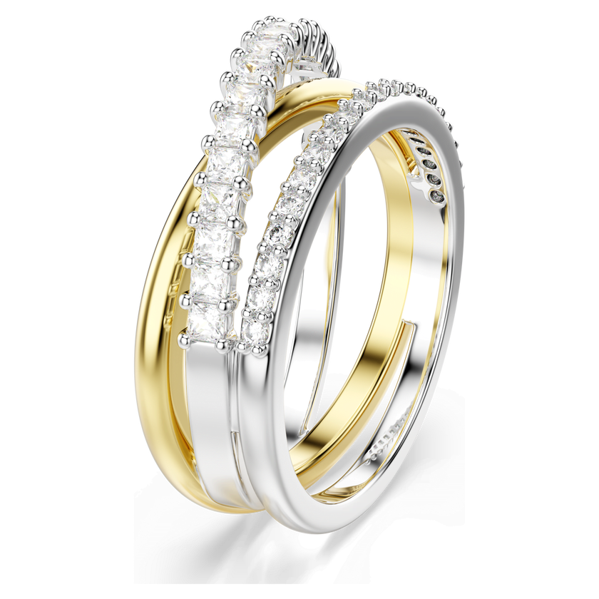 swarovski خاتم hyperbola، قطع متنوع، لون أبيض، لمسة نهائية من معادن مختلطة