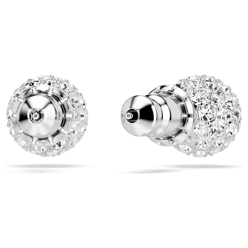 swarovski أقراط دبوسية dextera، قطع مستدير، كرة، لون أبيض، طلاء روديوم