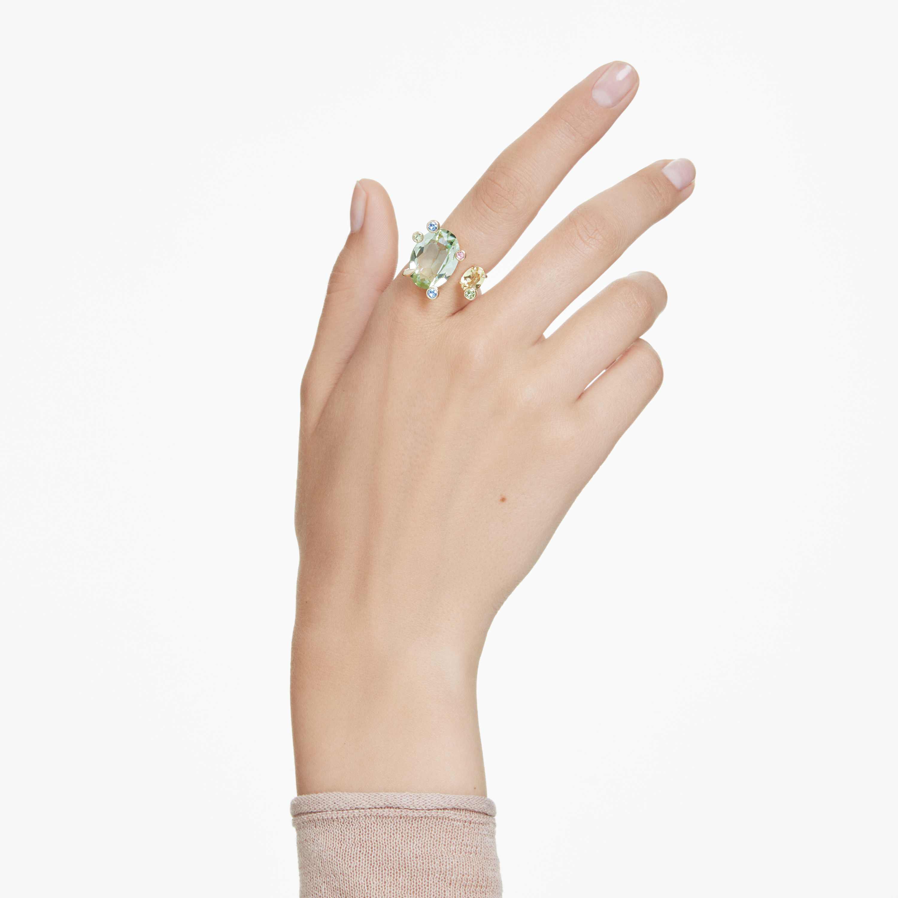 swarovski خاتم مفتوح gema، قطع متنوع، ألوان متعددة، طلاء باللون الذهبي