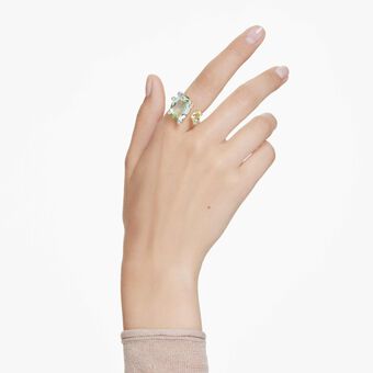 swarovski خاتم مفتوح gema، قطع متنوع، ألوان متعددة، طلاء باللون الذهبي