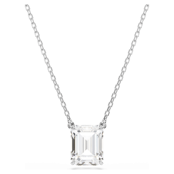 swarovski قلادة stilla، قطع مثمن، لون أبيض، طلاء روديوم