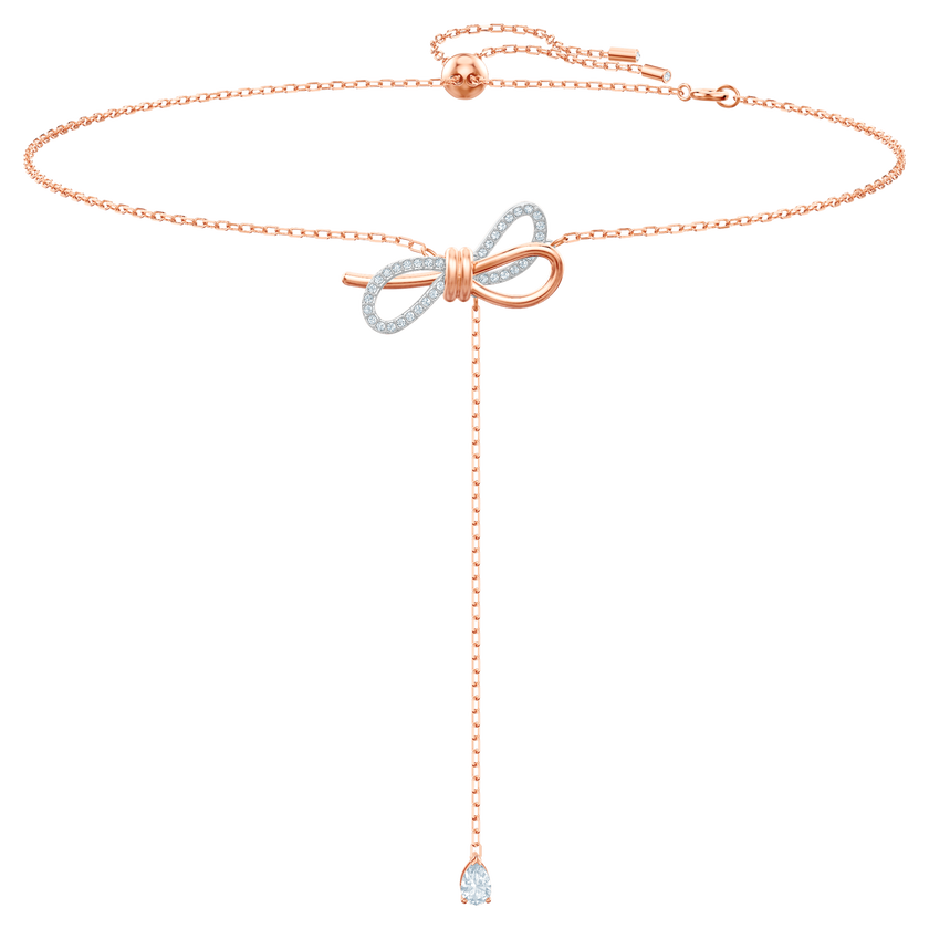 swarovski عقد lifelong على شكل ربطة قوسيّة وحرف y، لون أبيض، طلاء مختلط