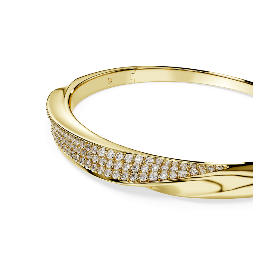 swarovski سوار classica، قطع مُستدير، لون أبيض، فضة استرليني، لمسة نهائية من الذهب عيار 18 قيراط