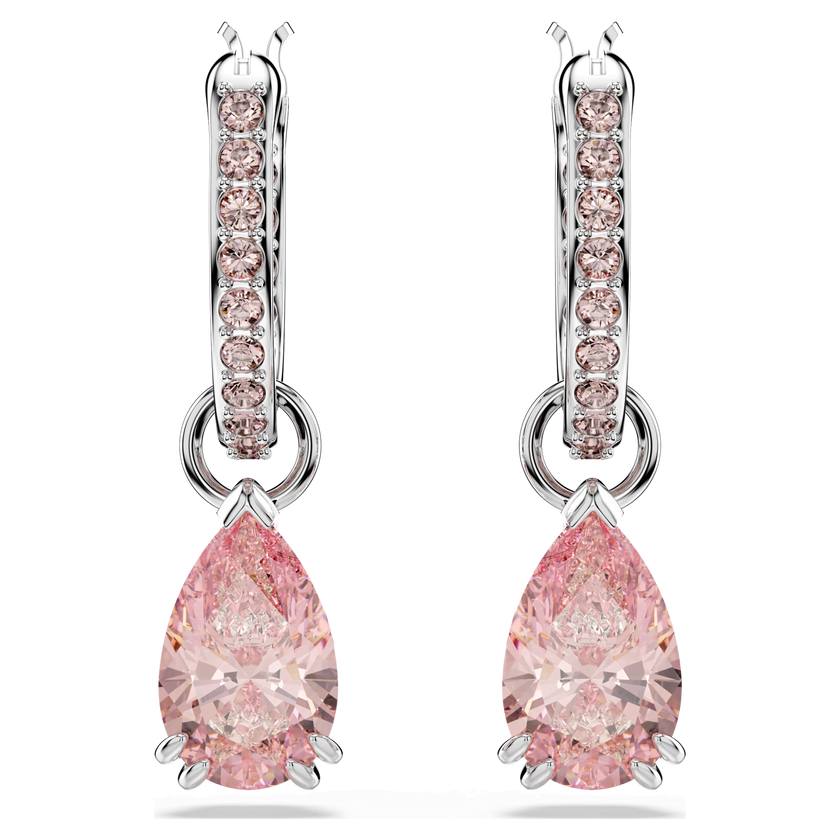swarovski أقراط متدلية attract، قطع كمثري، لون وردي، طلاء روديوم