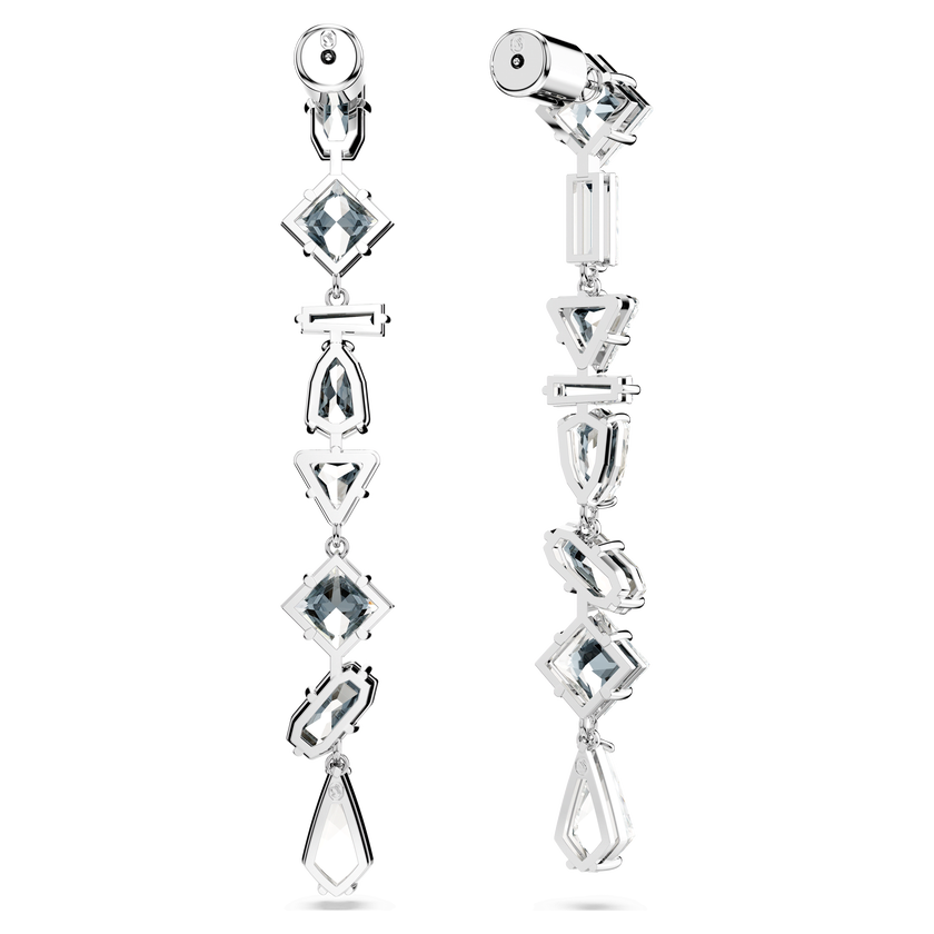 swarovski أقراط متدلية mesmera، قطع متنوع، طويلة، لون أبيض، طلاء روديوم