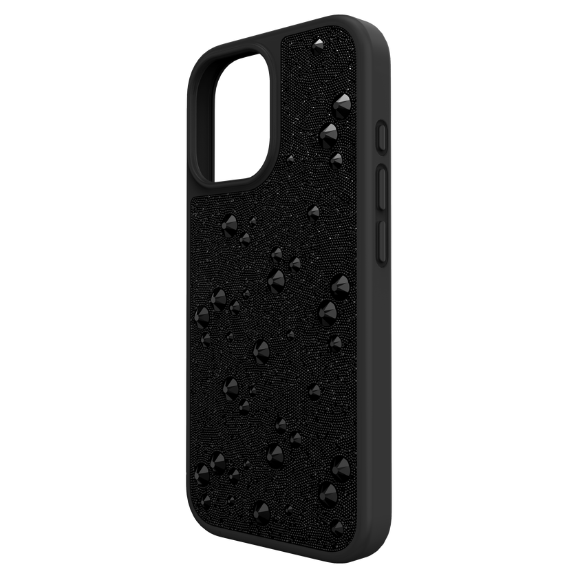 swarovski حافظة high للهاتف الذكي، كريستالات مسطحة من الخلف، iphone  17، لون أسود