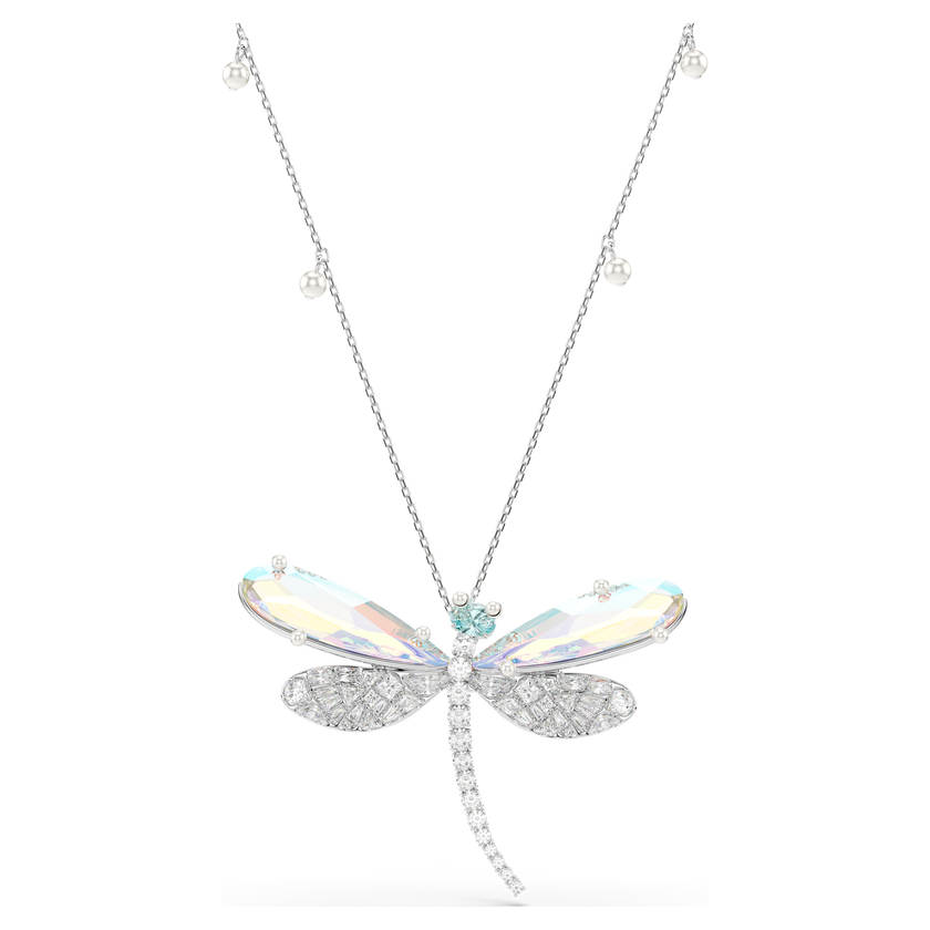قلادة وبروش ariana grande x swarovski، قطع متنوع، شكل يعسوب، لون أخضر، طلاء روديوم