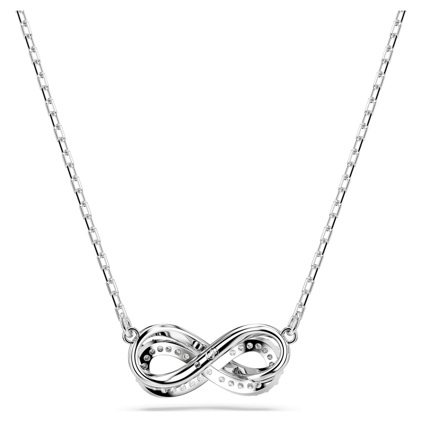 swarovski قلادة hyperbola، كريستالات صغيرة مُتراصَّة، شكل إنفينيتي، لون أبيض، طلاء روديوم