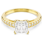 swarovski خاتم attract، قطع مربع، ترصيع بافيه، لون أبيض، لمسة نهائية من الذهب عيار 18 قيراط