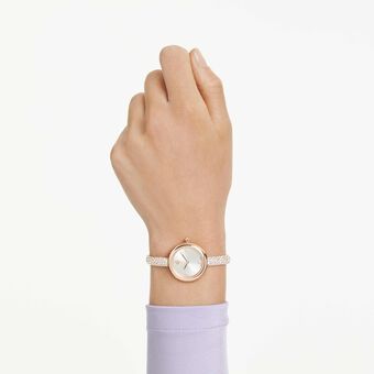 swarovski ساعة sublima bangle، صناعة سويسرية، سوار معدني، لون ذهبي وردي، لمسة نهائية بلون ذهبي وردي