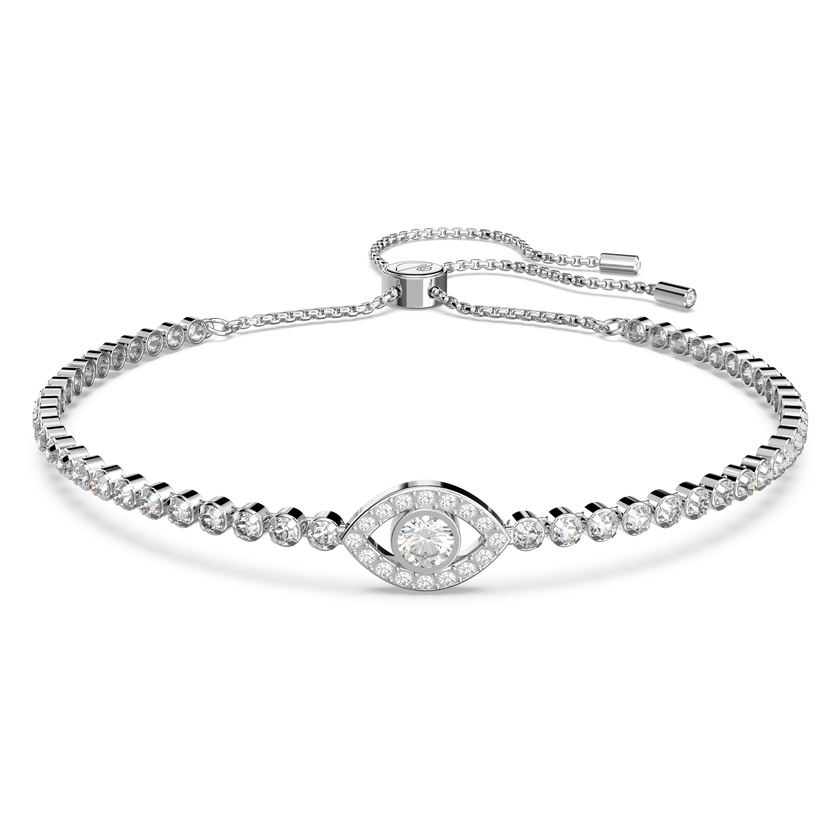 swarovski سوار subtle، على شكل عين الحسود، لون أبيض، طلاء روديوم