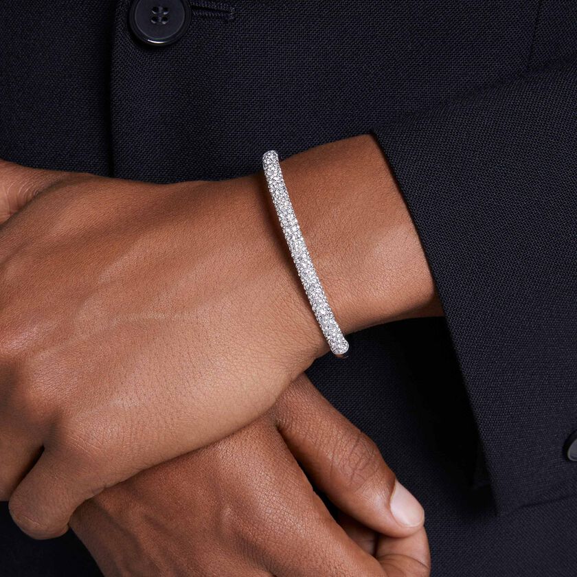 swarovski سوار sublima، كريستالات متراصة، لون أبيض، طلاء روديوم