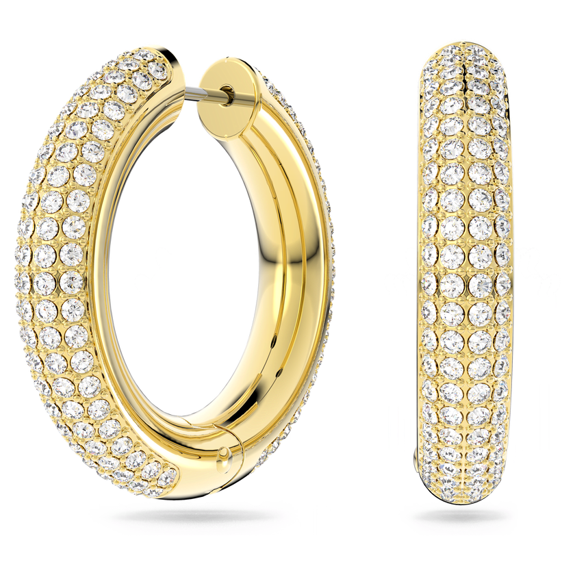 swarovski أقراط dextera حلقية، حجم متوسط، لون أبيض، طلاء بلون ذهبي