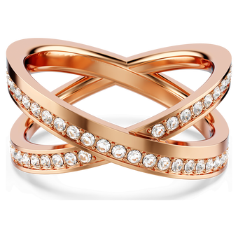 swarovski خاتم delta، قطع مُستدير، لون أبيض، لمسة نهائية من الذهب الوردي عيار 18 قيراط