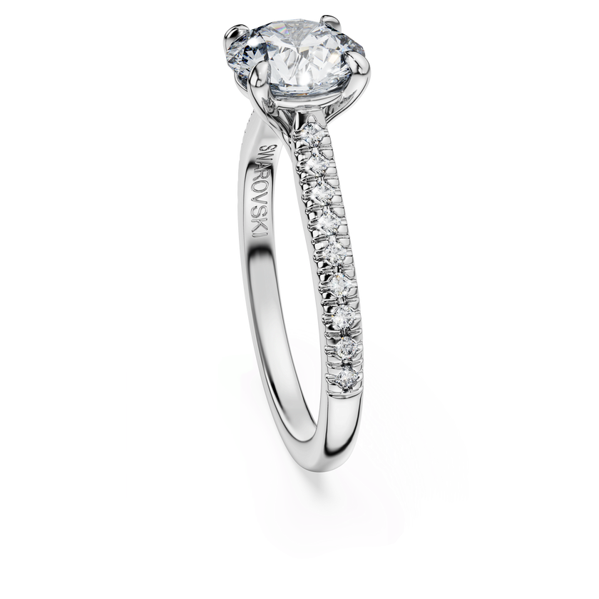 swarovski خاتم سوليتير eternity، ألماس مُصنع في المختبر بإجمالي 1 7 قيراط، شكل دائري، ذهب أبيض عيار 18