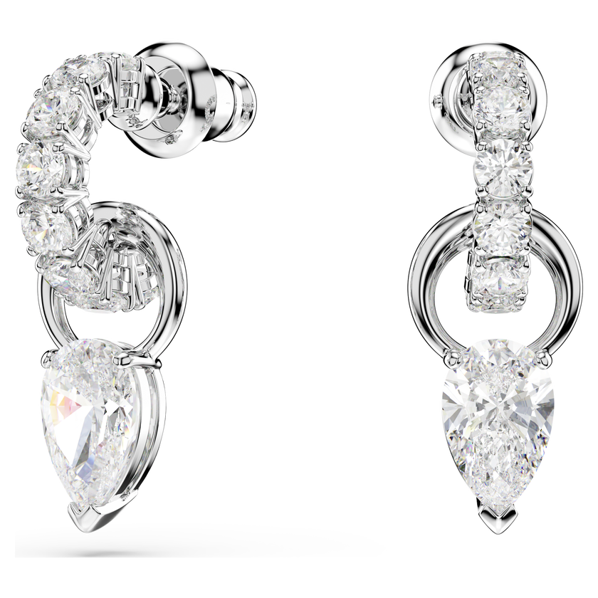 swarovski طقم mesmera، قطع على شكل كمثرى، قطع مستدير، لون أبيض، طلاء روديوم