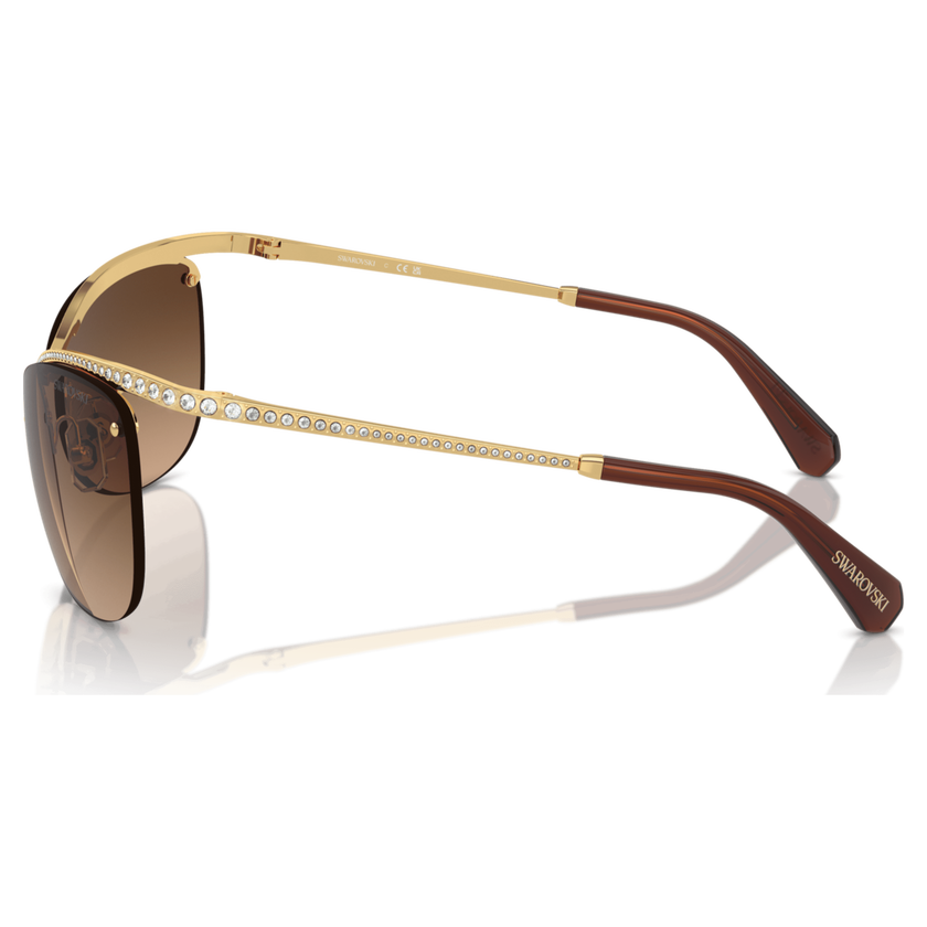 swarovski نظارة شمسية، شكل بيضاوي، sk7018 ov، لون بني
