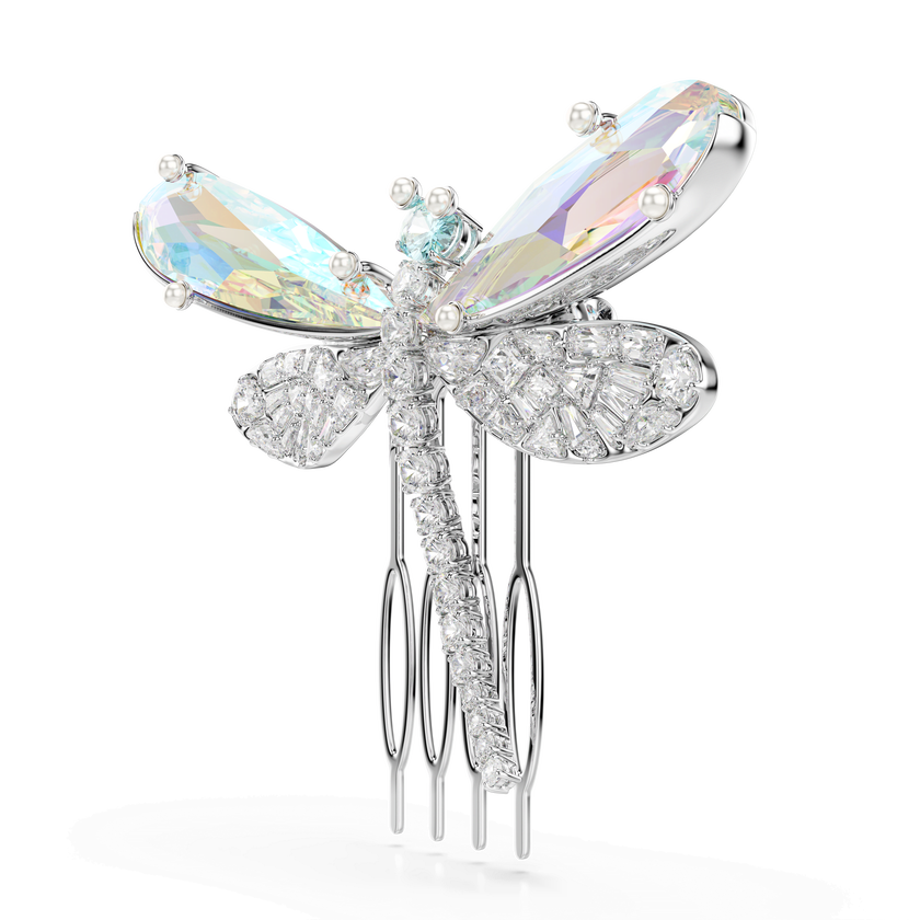 بروش وإكسسوار للشعر ariana grande x swarovski، قطع متنوع، شكل يعسوب، لون أخضر، طلاء روديوم