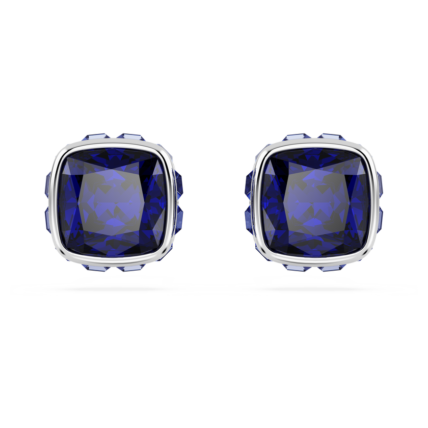 swarovski أقراط دبوسية birthstone، قطع مربع، شهر سبتمبر، لون أزرق، طلاء روديوم