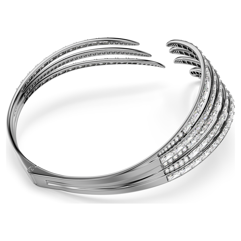 swarovski عقد شوكر the vienna collection، شكل ريشة، لون أبيض، طلاء روثينيوم