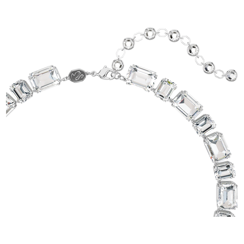 swarovski عقد millenia tennis، قطع مُثَمَّن، لون أبيض، طلاء روديوم