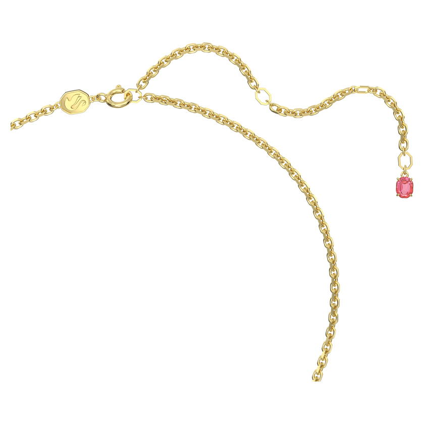 swarovski قلادة وبروش idyllia، كريستالات متراصة، على شكل زهرة، لون وردي، طلاء بلون ذهبي