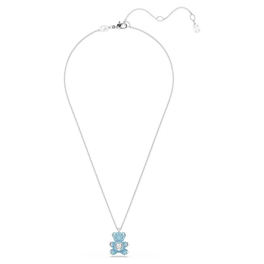 swarovski قلادة teddy، شكل دب، لون أزرق، طلاء روديوم