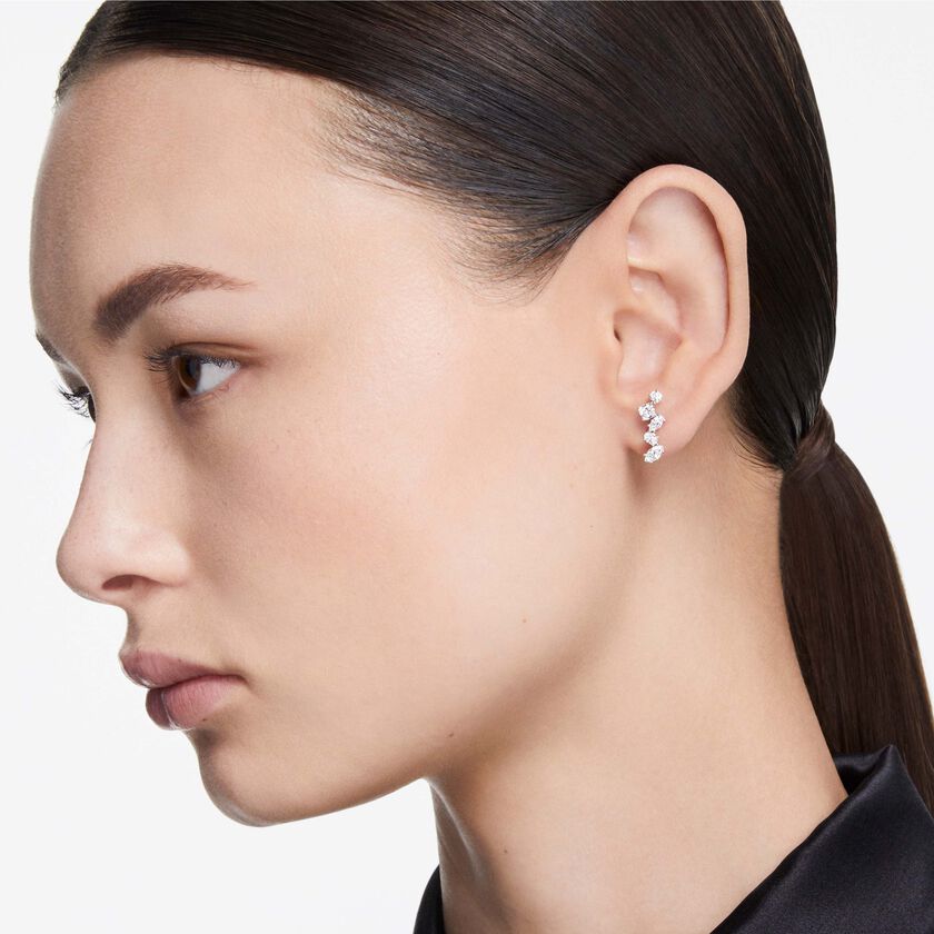 swarovski حلي الأذن galaxy، أحجار ألماس مُصنعة في المختبر بإجمالي 1 25 قيراط، ذهب أبيض عيار 18