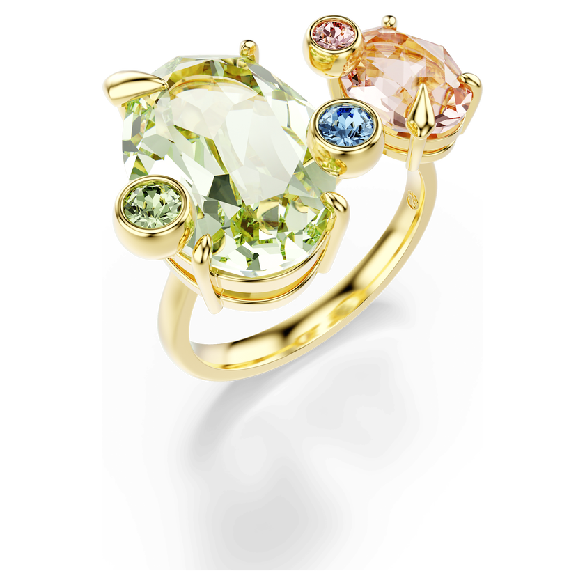 swarovski خاتم gema، طقم مكون من 3 قطع، قطع متنوع، ألوان متعددة، طلاء باللون الذهبي