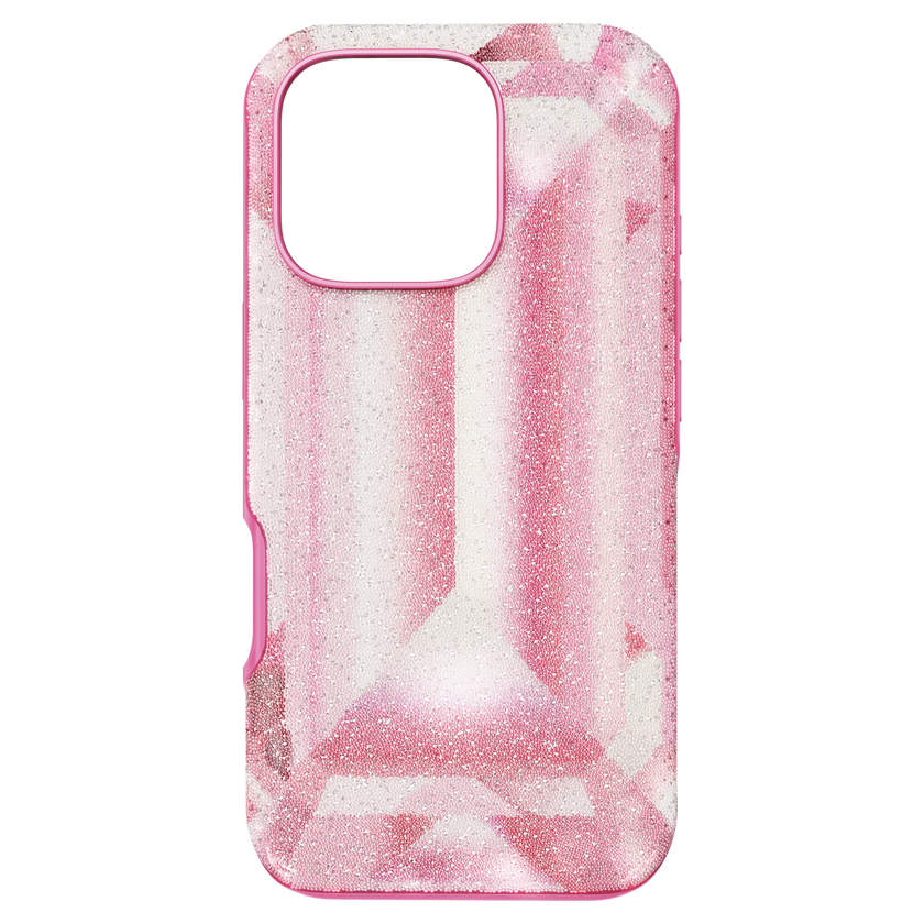 swarovski حافظة هاتف ذكي high، طبعة بنقشة الكريستال، iphone  16 pro، لون وردي