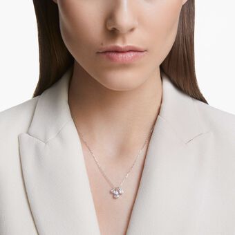 swarovski قلادة mesmera، قطع مختلط، شكل عنقودي، لون أبيض، طلاء روديوم