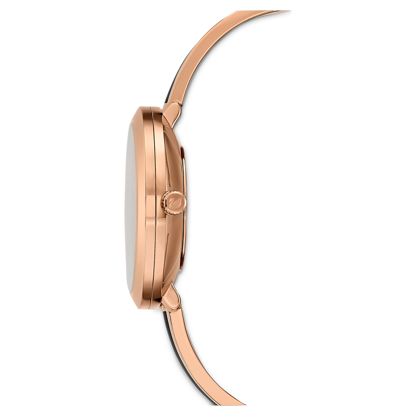 swarovski ساعة crystalline delight، صناعة سويسرية، سوار معدني، لون أسود، لمسة نهائية بلون ذهبي وردي